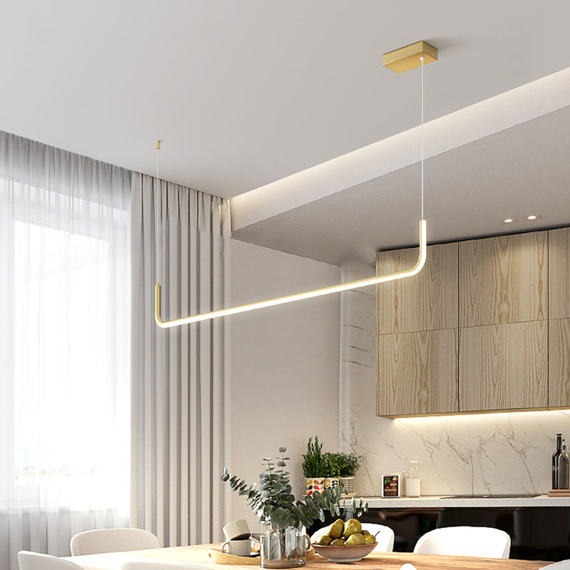 Molly - Sleek Aluminum Linear Pendant Light Fixture Simplicity Black/Gold Led Hanging Lamp Over