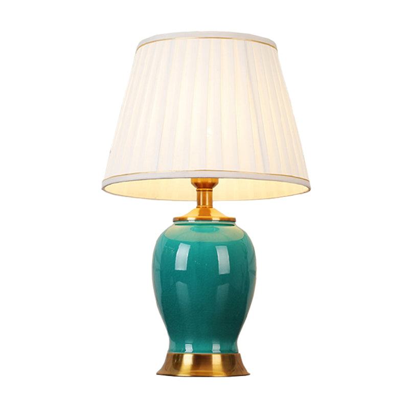 Zoey - Artistic Handmade Urn Shaped Night Light Modern Ceramic 1 - Bulb Green/Light Green Table
