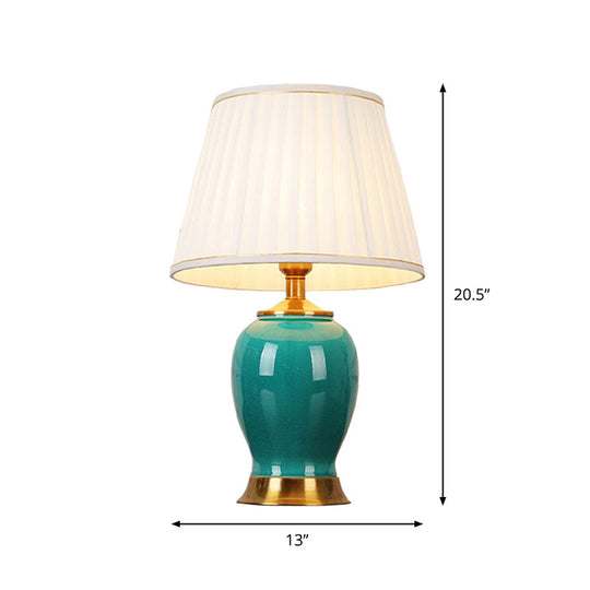 Zoey - Artistic Handmade Urn Shaped Night Light Modern Ceramic 1 - Bulb Green/Light Green Table