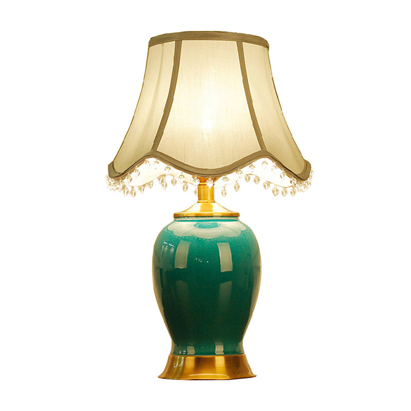 Zoey - Artistic Handmade Urn Shaped Night Light Modern Ceramic 1 - Bulb Green/Light Green Table