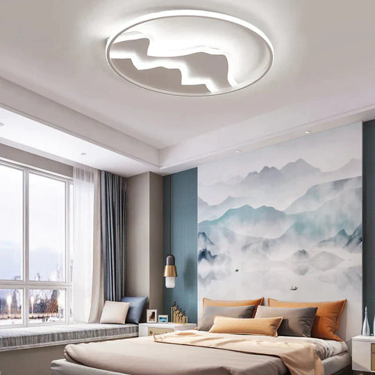 Acrylic Mountain Ceiling Light Living Room Hallway Modern LED Flushmount Light in White - White - White - Clearhalo - &