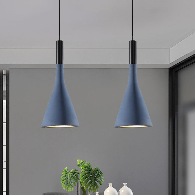 Nordic Funnel Style Pendant Light In Cement For Dining Room Bed Side Lighting