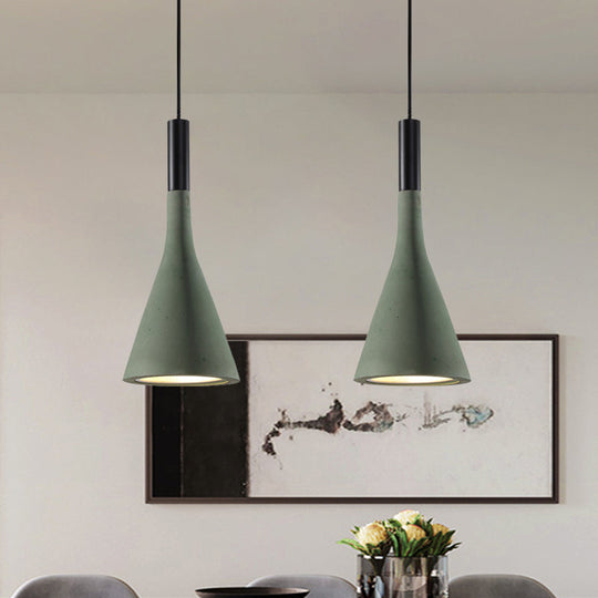 Nordic Funnel Style Pendant Light In Cement For Dining Room Bed Side Lighting