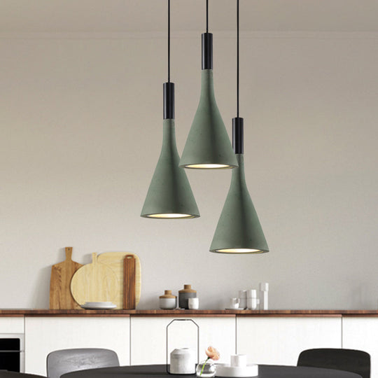Nordic Funnel Style Pendant Light In Cement For Dining Room Bed Side Lighting