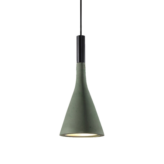 Nordic Funnel Style Pendant Light In Cement For Dining Room Bed Side Lighting