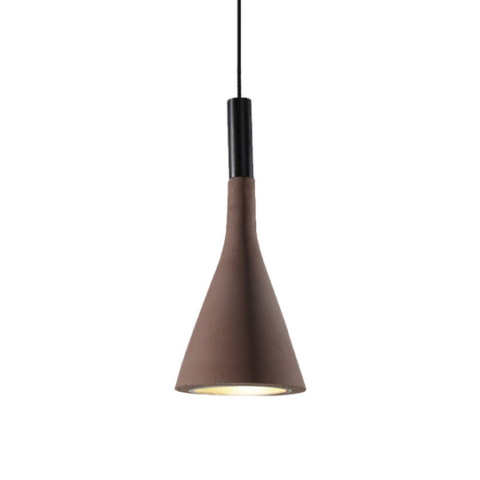 Nordic Funnel Style Pendant Light In Cement For Dining Room Bed Side Lighting