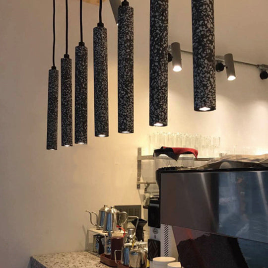 Myriam - Terrazzo Flute Pendulum Light Nordic 10/19.5 Tall Led Bistro Hanging Pendant In White/Black
