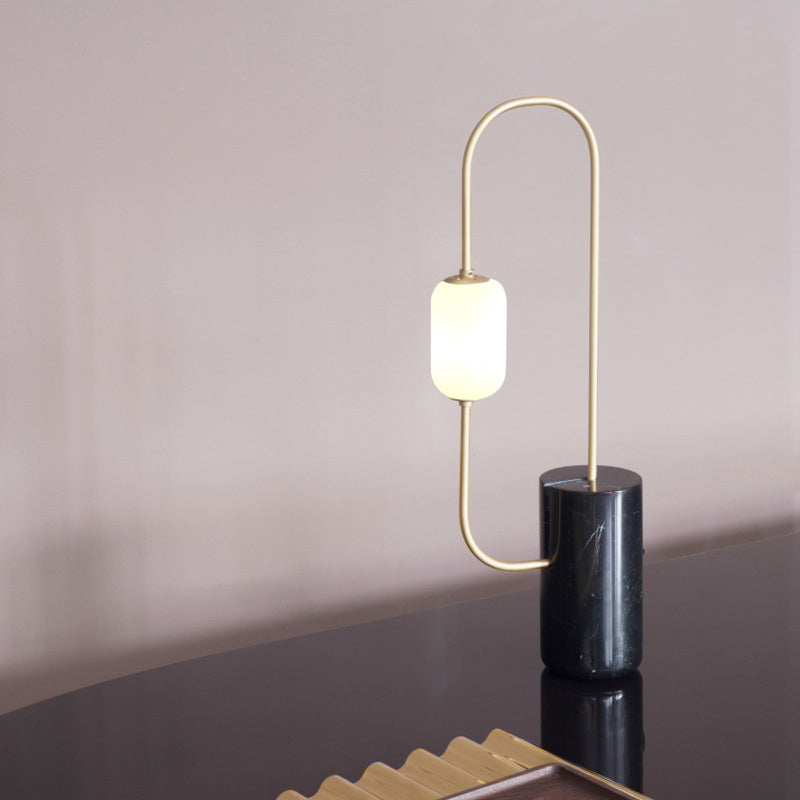Caterina - Black Circuit Nightstand Light Designer Marble 1 - Light And Brass Table Lamp With Oval