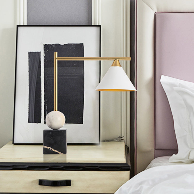 Prudence - Mid Geometric Shaped Nightstand Light Century Marble 1 - Light Bedroom Table Lamp In