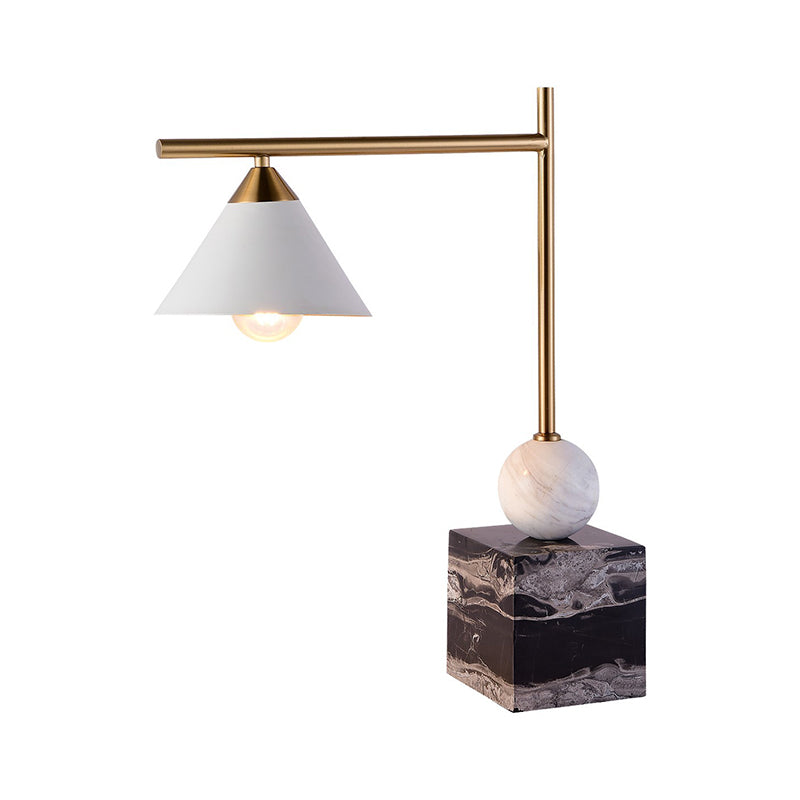 Prudence - Mid Geometric Shaped Nightstand Light Century Marble 1 - Light Bedroom Table Lamp In