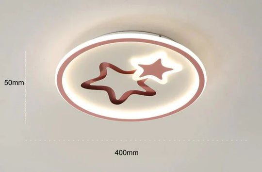 Creative Blue Star Children’s Room Ceiling Lamp Pink - 40Cm Tricolor Light