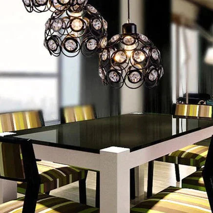 Vintage Crystal Pendant Lights Kitchen Fixtures For Dining Room Retro Restaurant Coffee Shop Indoor
