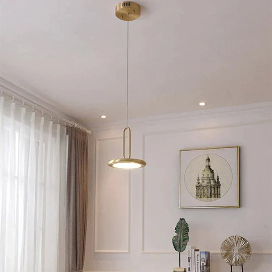 Pendant Light Ufo Disk Bedroom Copper Lamp Dining Room Hanging Ceiling Lamps Kitchen Modern Gold