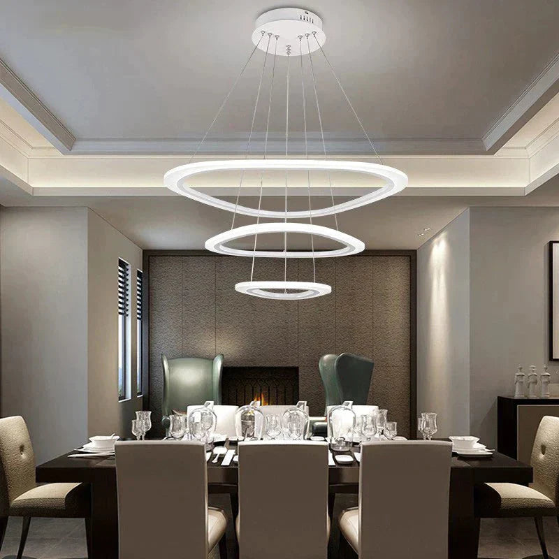 Black&amp;White Modern Led Pendant Light For Living Room Bedroom Dining Lustre Acrylic Cricles Led