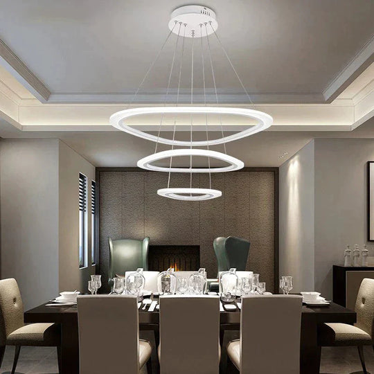 Black&amp;White Modern Led Pendant Light For Living Room Bedroom Dining Lustre Acrylic Cricles Led