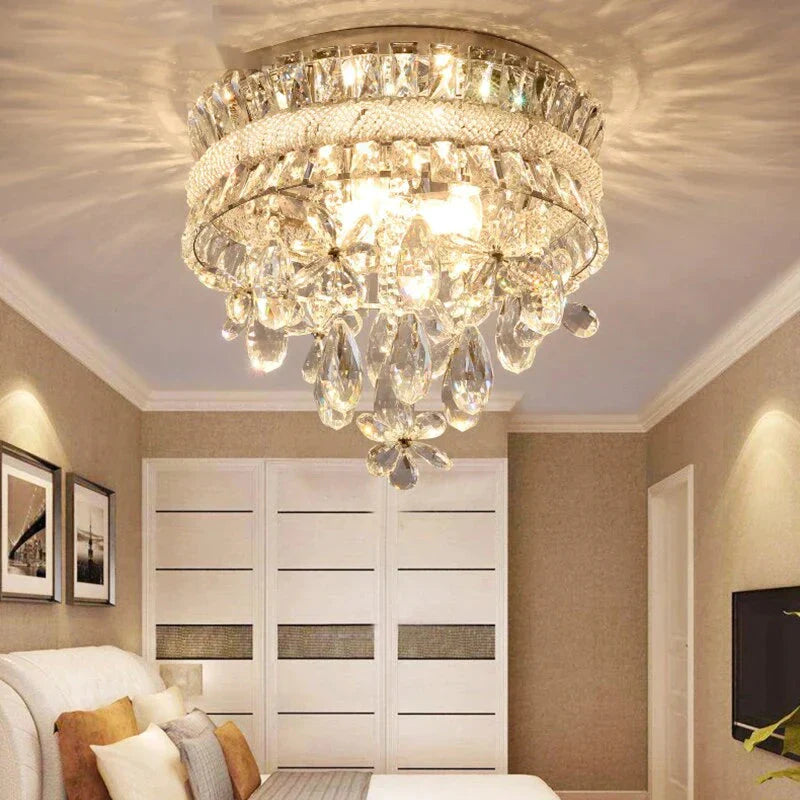New Creative Led Crystal Pendant Lights Round Dining Room Lamp Modern Indoor Lighting For Living