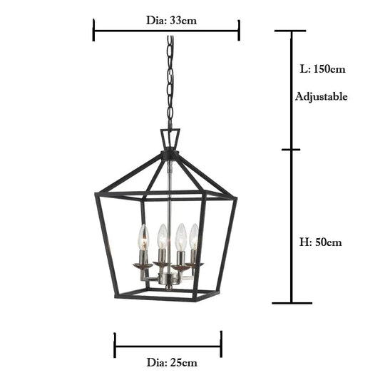 American Retro Iron Industry Wind Four - Headed Chandeliers Pendant