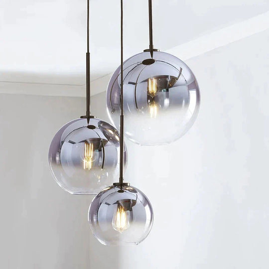 1Pc Modern E27 Led Nordic Pendant - Gradient Glass Globe Ball Home &amp; Shop