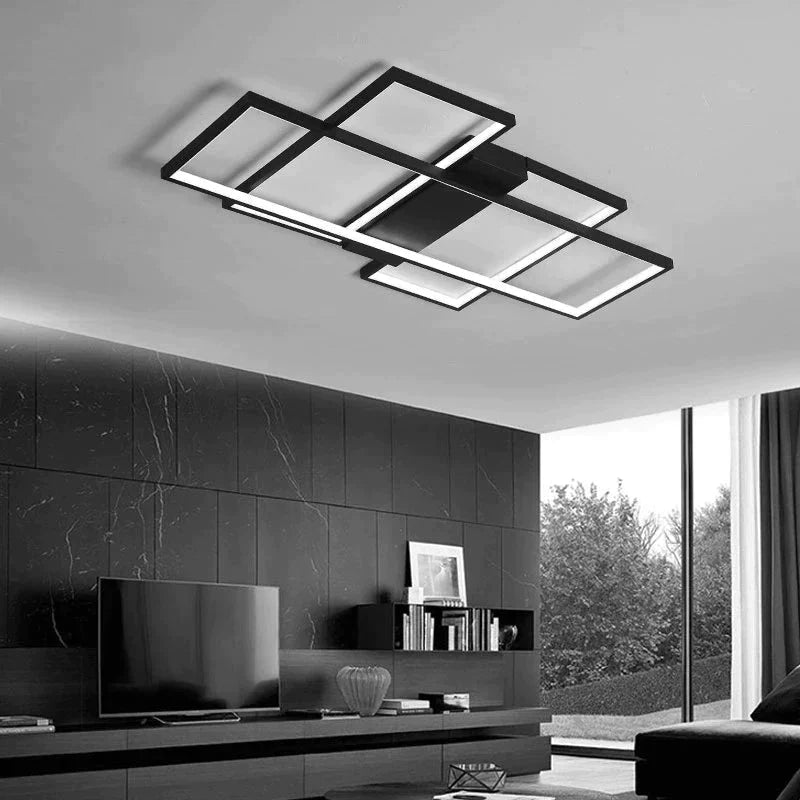 Modern Led Ceiling Light Living Room Bedroom Dining Aluminum Alloy Black&amp;White Chandelier Lamp