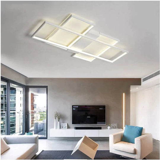 Modern Led Ceiling Light Living Room Bedroom Dining Aluminum Alloy Black&amp;White Chandelier Lamp