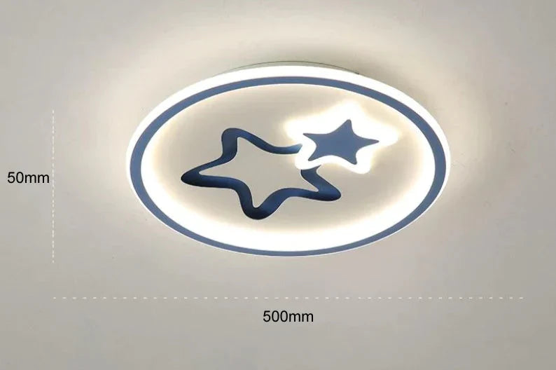 Creative Blue Star Children’s Room Ceiling Lamp Blue - 50Cm Tricolor Light