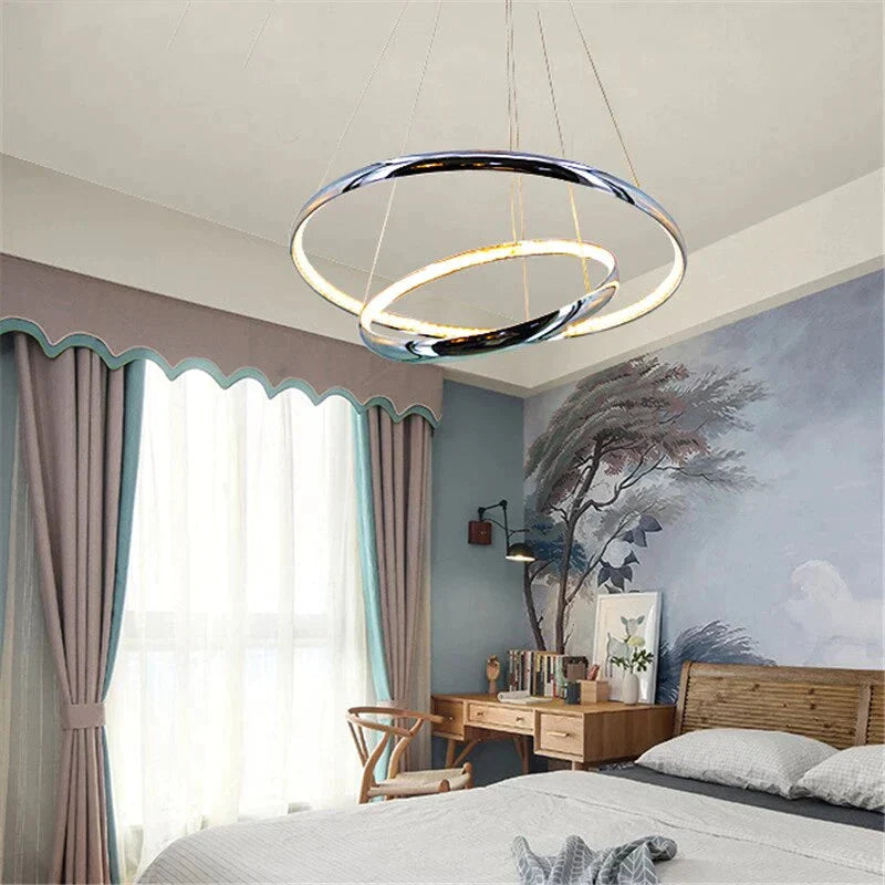 Modern Crystal Aluminum Led Pendant Lights Inside Emit Light Ceiling Hanging Living Room Kitchen