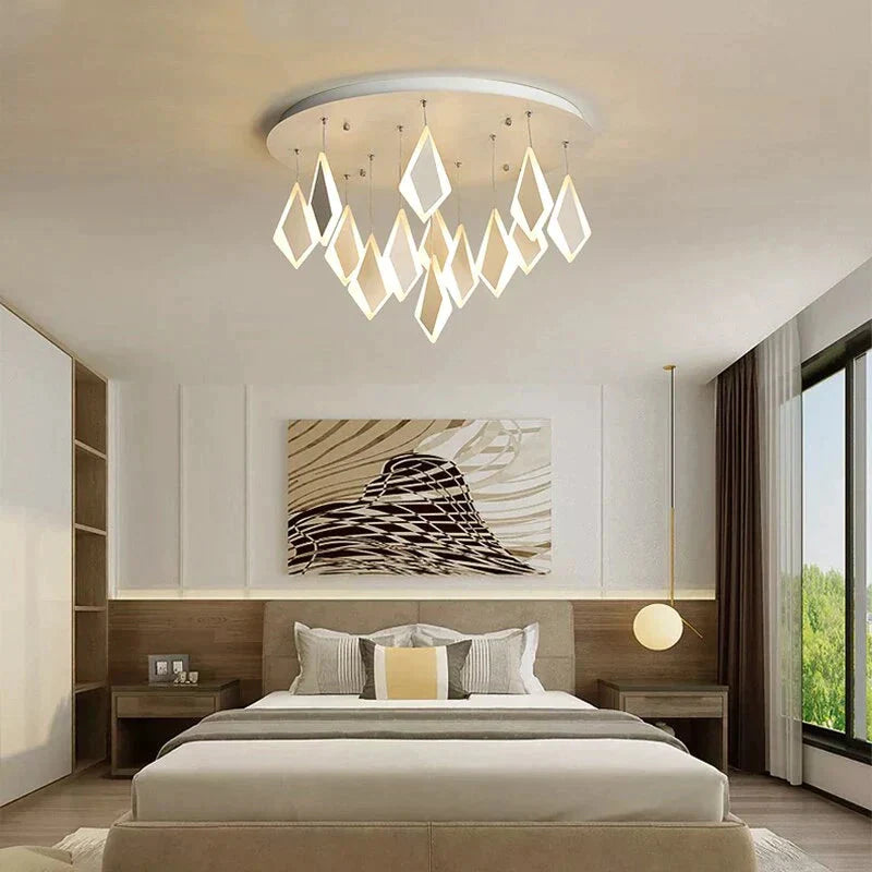 Post Modern Led Pendant Lights Rhombus Acrylic Decor Lamp For Dining Room Bedroom Kitchen Nordic