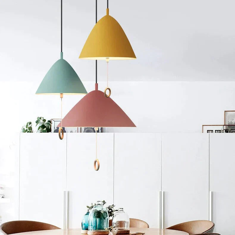 Colorful Bedside Pendant Light Pull Control Kitchen Lighting Fixture Hanging Lamp Modern Nordic