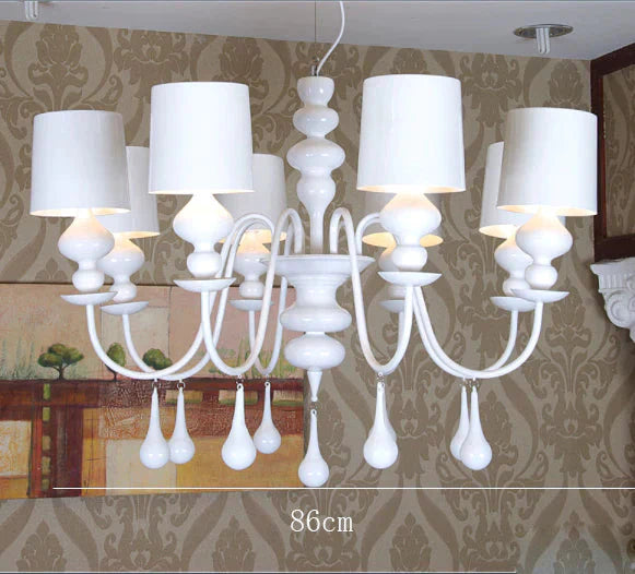 Simple Gourd Drop Wrought Iron Chandelier Living Room Bedroom Restaurant Hotel Villa Creative White
