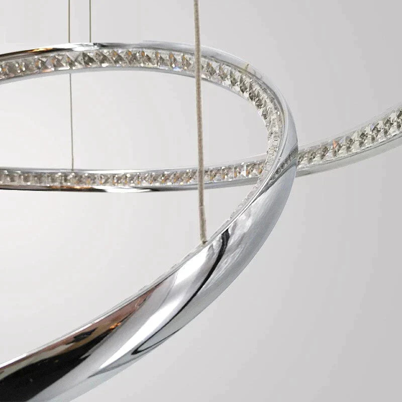 Modern Crystal Aluminum Led Pendant Lights Inside Emit Light Ceiling Hanging Living Room Kitchen