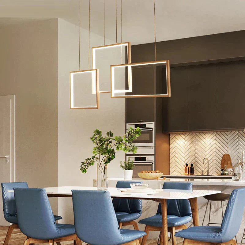 Coffee&amp;White Frame Led Pendant Lights Living Room Dining Kitchen Luminaires Home Modern Indoor Lamp