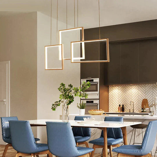 Coffee&amp;White Frame Led Pendant Lights Living Room Dining Kitchen Luminaires Home Modern Indoor Lamp
