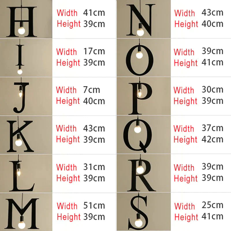 Pendant Lights Modern Kitchen Lamp Dining Living Room Shop Capital Alphabet Letter