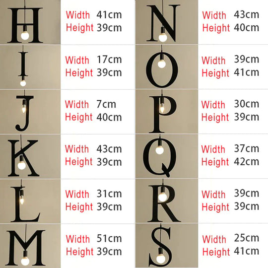 Pendant Lights Modern Kitchen Lamp Dining Living Room Shop Capital Alphabet Letter