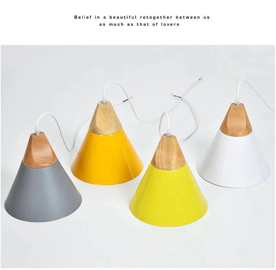 Nordic Combined Bar Real Wood Pendant Lights Multicolor Aluminum Lamp Shade Lamps For Dining Room