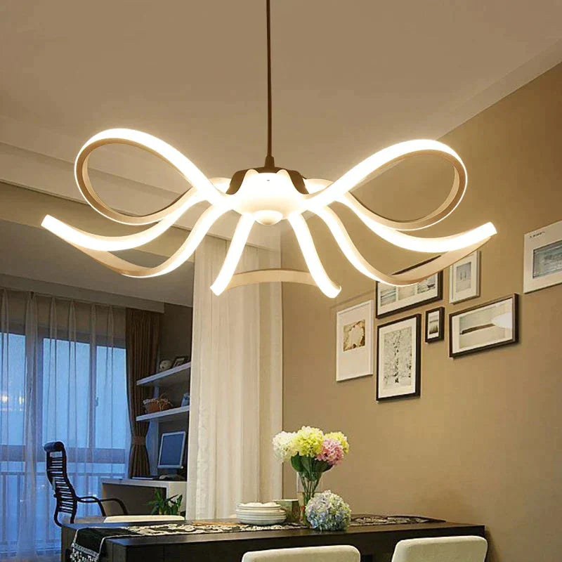 Modern Flower Led Pendant Lights Kitchen Acrylic + Metal Suspension Hanging Ceiling Lamp For