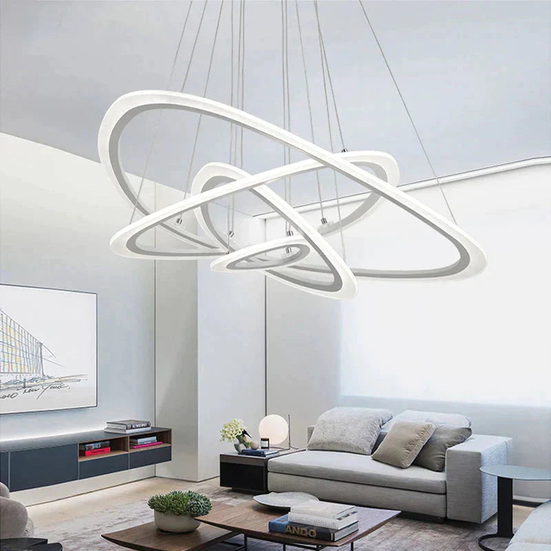 Black&amp;White Modern Led Pendant Light For Living Room Bedroom Dining Lustre Acrylic Cricles Led