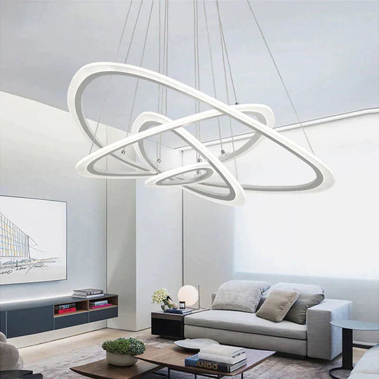 Black&amp;White Modern Led Pendant Light For Living Room Bedroom Dining Lustre Acrylic Cricles Led