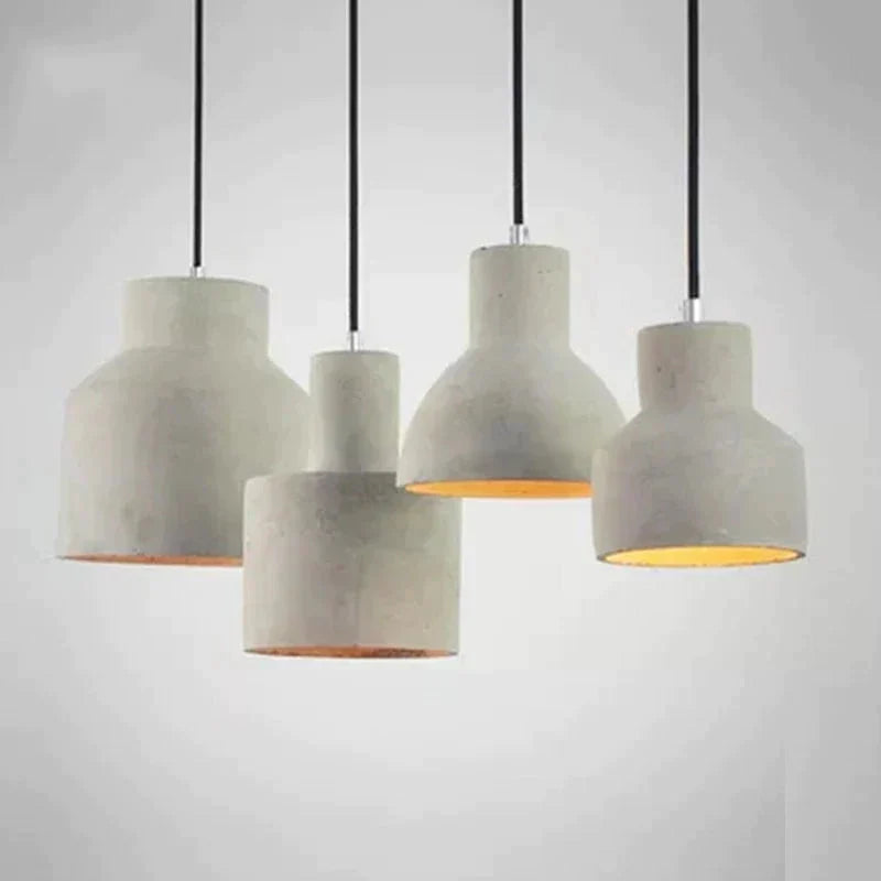 Vintage Art Deco Cement Engraved Hanging Pendant Lamp E27 Led Light With Switch Lighting Fixture