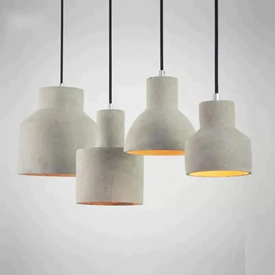 Vintage Art Deco Cement Engraved Hanging Pendant Lamp E27 Led Light With Switch Lighting Fixture