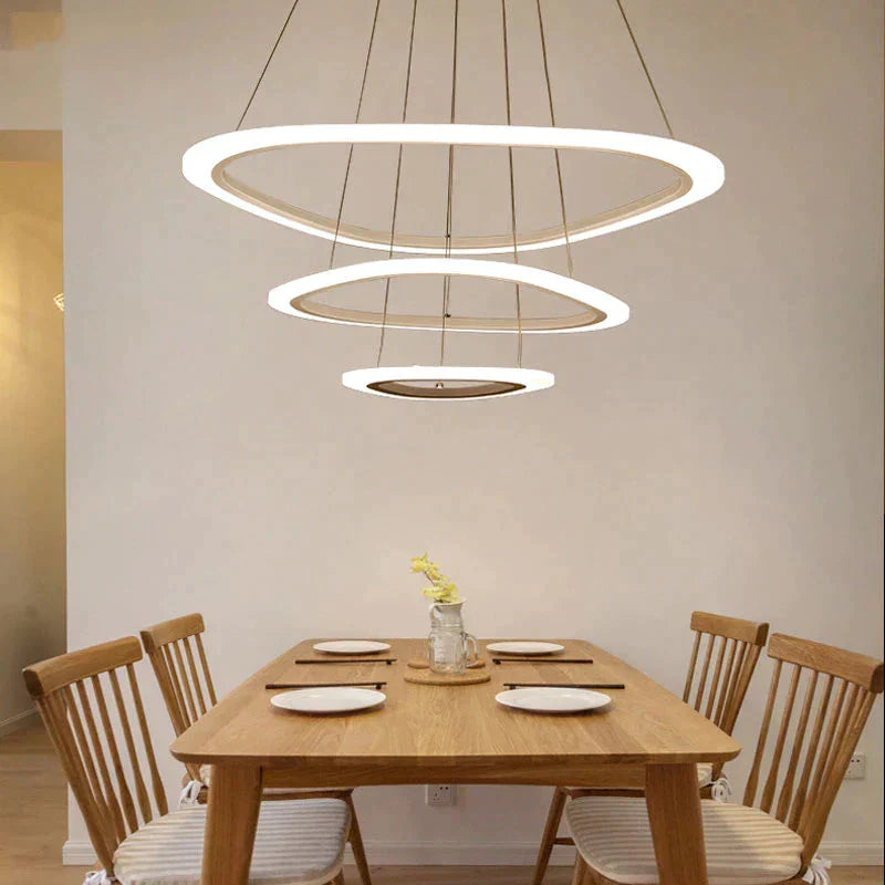 Black&amp;White Modern Led Pendant Light For Living Room Bedroom Dining Lustre Acrylic Cricles Led
