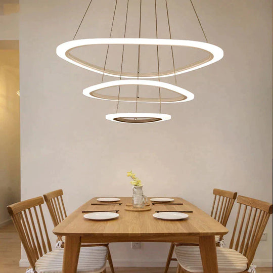 Black&amp;White Modern Led Pendant Light For Living Room Bedroom Dining Lustre Acrylic Cricles Led