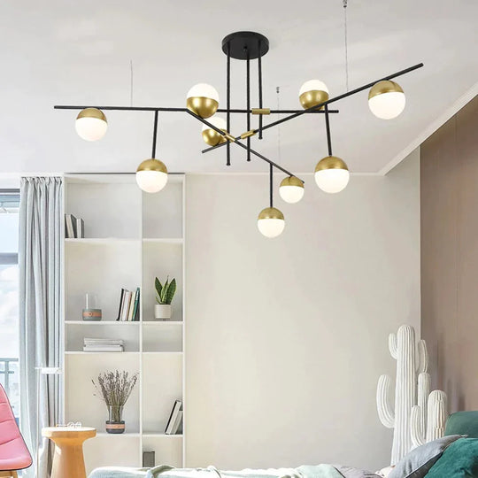 Led E27 Postmodern Iron Glass Gold Black White Luminaire Lampen Pendant Lights.led Light.pendant