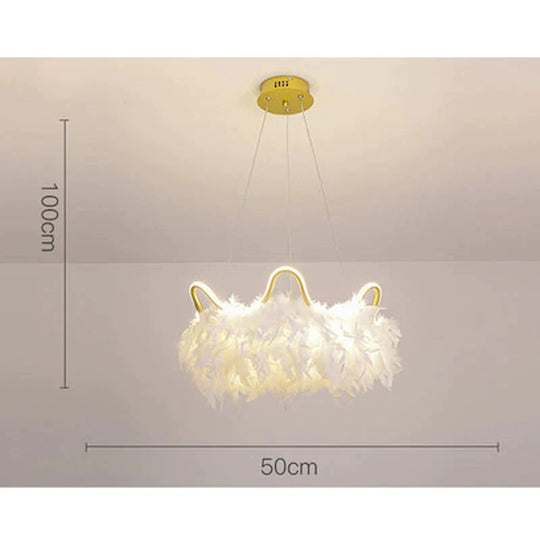 Warm Romantic Creative Crown Feather Lamp Pendant