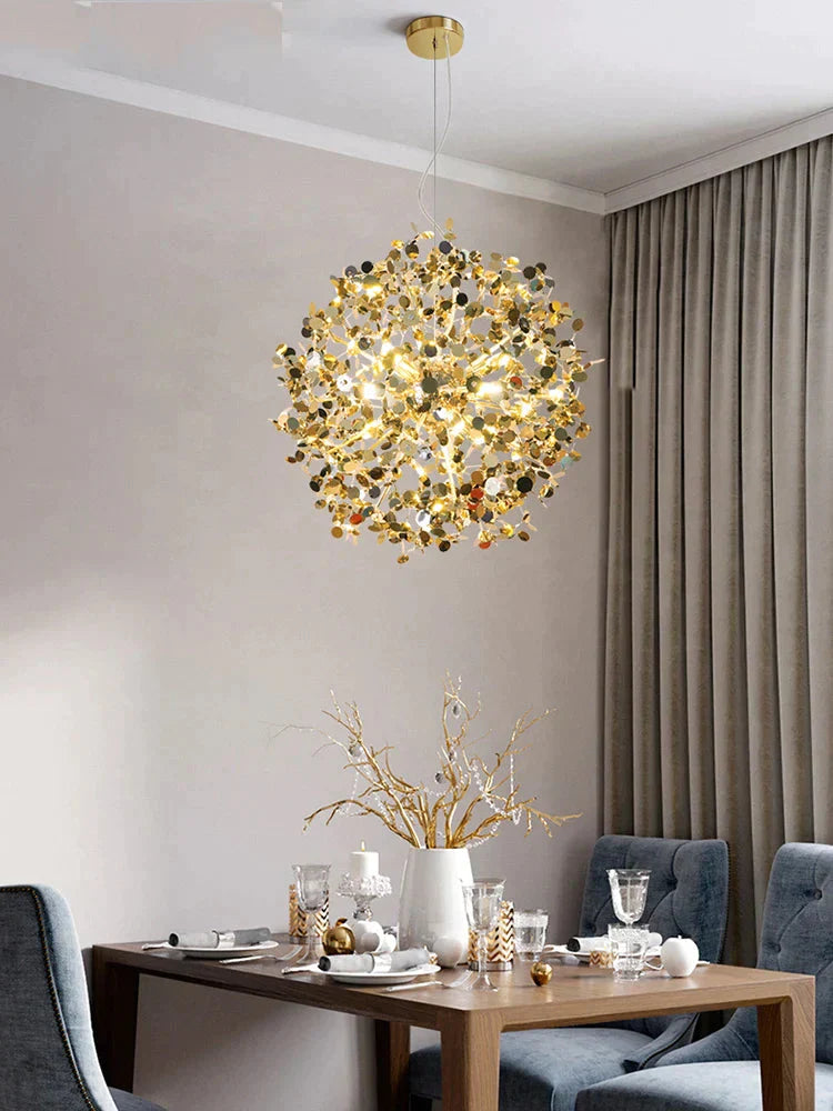 Pendant Light Stainless Steel Shade Dining Room Led Lamps Foyer Modern Golden Lighting Restaurant