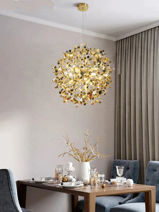 Pendant Light Stainless Steel Shade Dining Room Led Lamps Foyer Modern Golden Lighting Restaurant