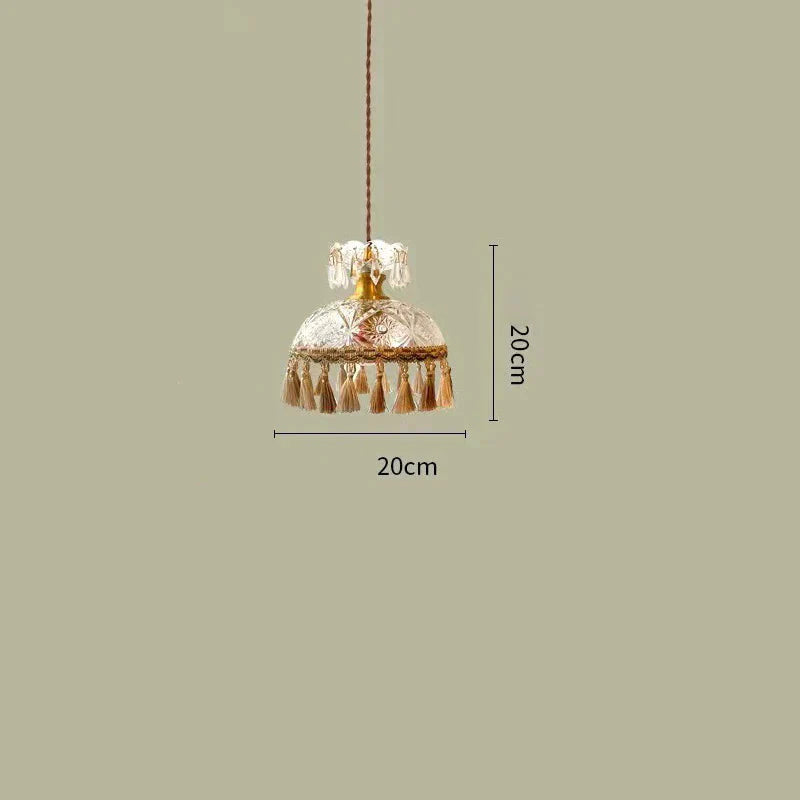 Copper Tassel Chandelier Pastoral Room Bedroom Bedside Lamp Bar Aisle Coppery / D Pendant