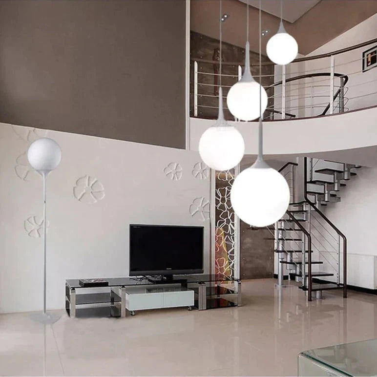 Black/White - Loft Simple Milk White Glass Ball Pendant Light Led E27 Modern Hanging Lamp With 6