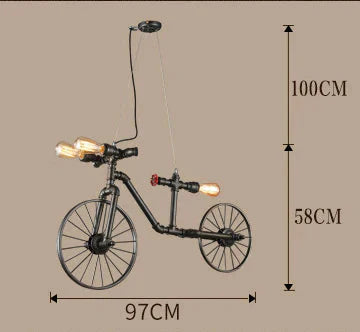 Creative Retro Bicycle Chandelier Industrial Wind Iron Art Craft Light Restaurant/Bar/Cafe