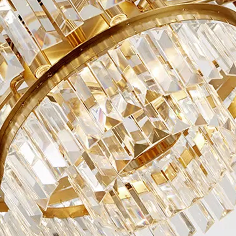Crystal Multi - Tiered Chandelier 15 - Bulb Dining Room Ceiling Hang Light In Gold Pendant Lighting